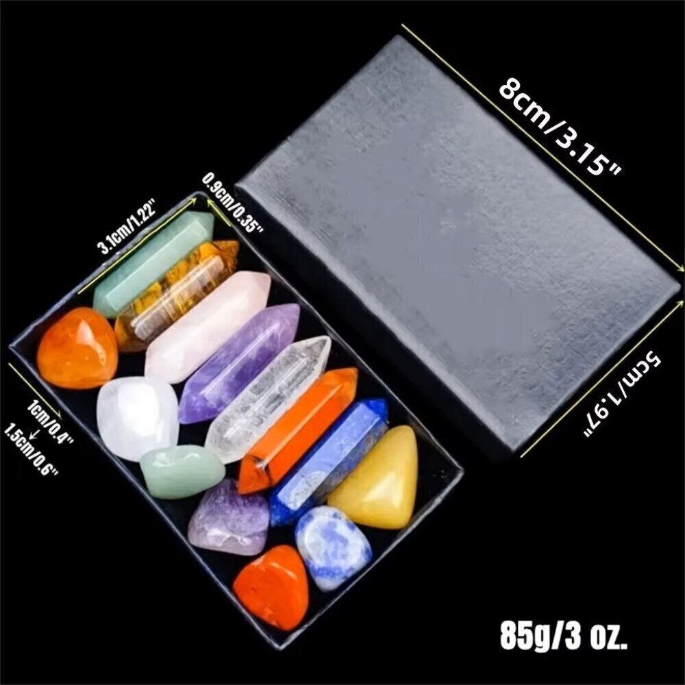 Healing Stones And Crystals Reiki Chakra Meditation Bedroom Décor 14 Pcs Set - Picture 3 of 6